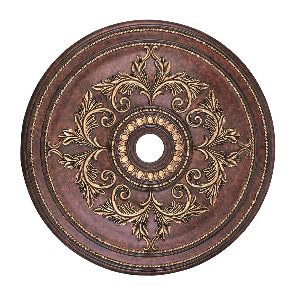 Livex Lighting 8211-63 Ceiling Medallion Ceiling Medallion in Verona Bronze with Aged Gold Leaf Accents 